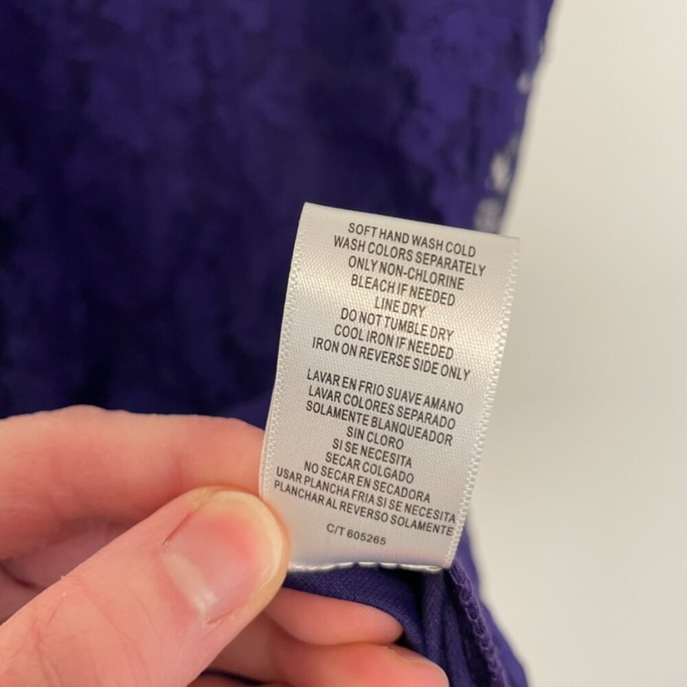 DANNY & NICOLE Sleeveless Lace Fit & Flare Dress Dark Purple Party Wedding Work - Picture 10 of 15